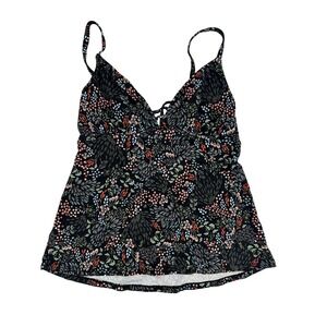 Title Nine Black Floral Swim Top